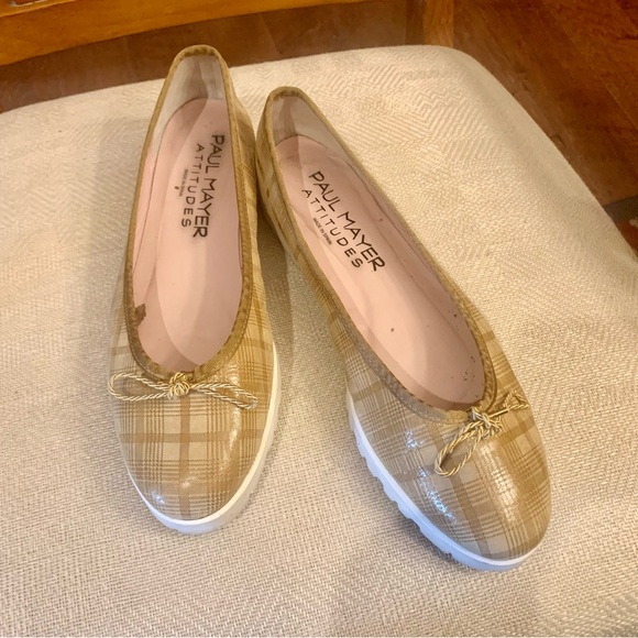 Woman's Paul Mayer Attitudes gold plaid ballet slip on flat shoes Size 9.5B - Picture 5 of 7